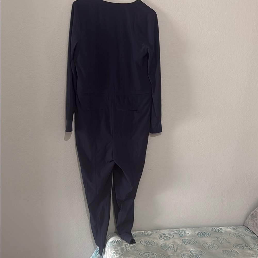 Athleta Blue zuma lightweight travel quick dry Jumpsuit Relaxed Fit - Picture 10 of 16